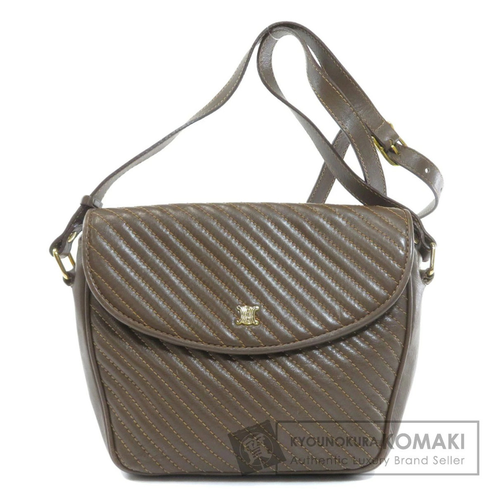Celine quilted leather flap crossbody bag Brown